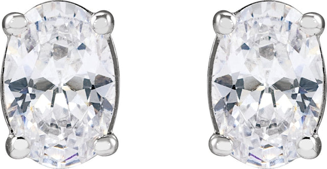 14K Gold Oval Lab-Grown Diamond Stud Earrings - White Gold - view 2