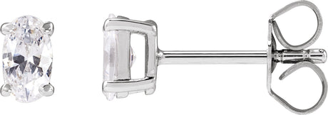 14K Gold Oval Lab-Grown Diamond Stud Earrings - White Gold