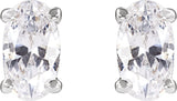 14K Gold Oval Lab-Grown Diamond Stud Earrings - White Gold - view 2