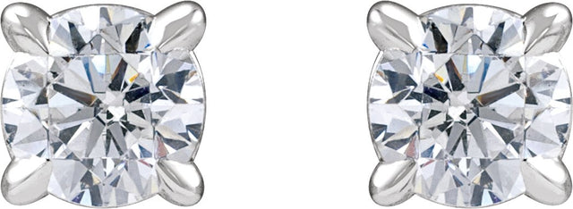 14K Gold Lab-Grown Diamond Round Cocktail-Style Stud Earrings - White Gold - view 2