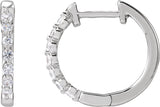 14K Gold Round Lab-Grown Diamond Hoop Earrings – 1.5-2.6mm Stones - White Gold