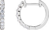 14K Gold Round Lab-Grown Diamond Hoop Earrings – 1.5-2.6mm Stones - White Gold