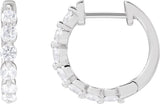 14K Gold Round Lab-Grown Diamond Hoop Earrings – 1.5-2.6mm Stones - White Gold