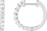 14K Gold Round Lab-Grown Diamond Hoop Earrings – 1.5-2.6mm Stones - White Gold