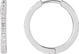 14K Gold Round Lab-Grown Diamond Hoop Earrings - White Gold