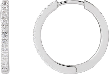 14K Gold Round Lab-Grown Diamond Hoop Earrings - White Gold