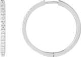 14K Gold Round Lab-Grown Diamond Hoop Earrings - White Gold