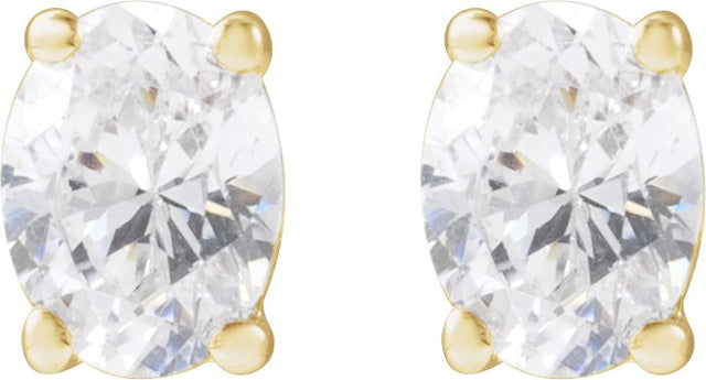 14K Gold Oval Lab-Grown Diamond Stud Earrings - Yellow Gold - view 2