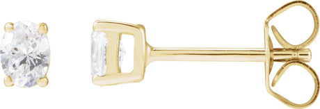 14K Gold Oval Lab-Grown Diamond Stud Earrings - Yellow Gold