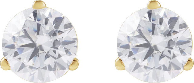 14K Gold Round Lab-Grown Diamond Stud Earrings - Yellow Gold - view 2