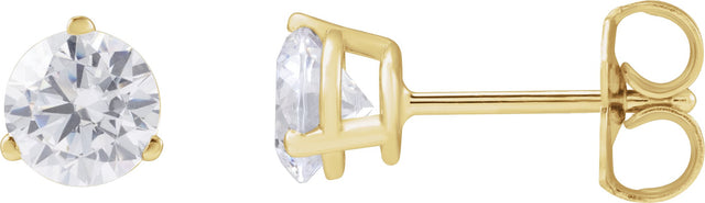 14K Gold Round Lab-Grown Diamond Stud Earrings - Yellow Gold