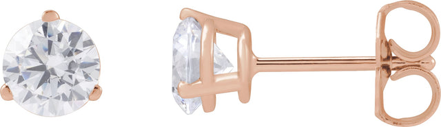 14K Gold Round Lab-Grown Diamond Stud Earrings - Rose Gold