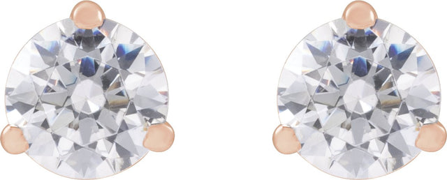 14K Gold Round Lab-Grown Diamond Stud Earrings - Rose Gold - view 2