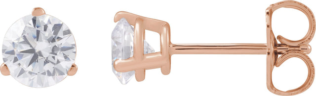 14K Gold Round Lab-Grown Diamond Stud Earrings - Rose Gold