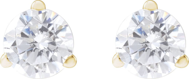 14K Gold Round Lab-Grown Diamond Stud Earrings - Yellow Gold - view 2