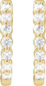 14K Gold Round Lab-Grown Diamond Hoop Earrings – 1.5-2.6mm Stones - Yellow Gold - view 2