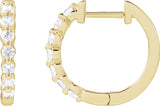 14K Gold Round Lab-Grown Diamond Hoop Earrings – 1.5-2.6mm Stones - Yellow Gold
