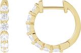 14K Gold Round Lab-Grown Diamond Hoop Earrings – 1.5-2.6mm Stones - Yellow Gold