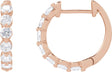 14K Gold Round Lab-Grown Diamond Hoop Earrings – 1.5-2.6mm Stones - Rose Gold