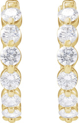 14K Gold Round Lab-Grown Diamond Hoop Earrings – 1.5-2.6mm Stones - Yellow Gold - view 2