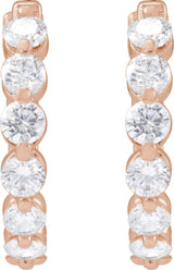 14K Gold Round Lab-Grown Diamond Hoop Earrings – 1.5-2.6mm Stones - Rose Gold - view 2