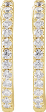 14K Gold Round Lab-Grown Diamond Hoop Earrings - Yellow Gold - view 2