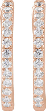 14K Gold Round Lab-Grown Diamond Hoop Earrings - Rose Gold - view 2