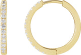 14K Gold Round Lab-Grown Diamond Hoop Earrings - Yellow Gold