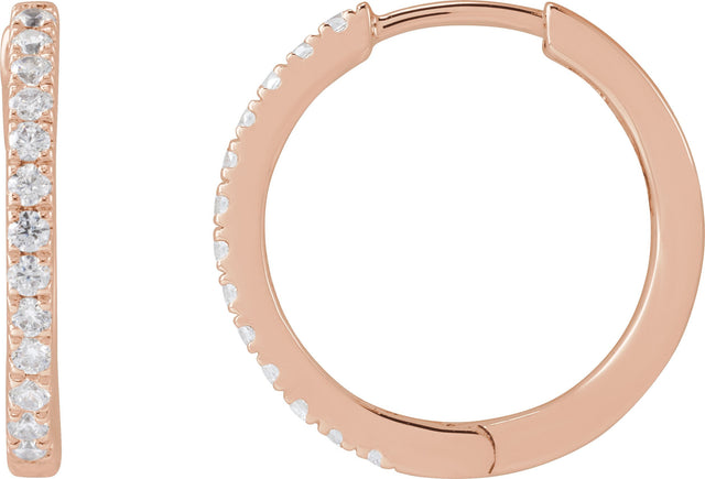 14K Gold Round Lab-Grown Diamond Hoop Earrings - Rose Gold