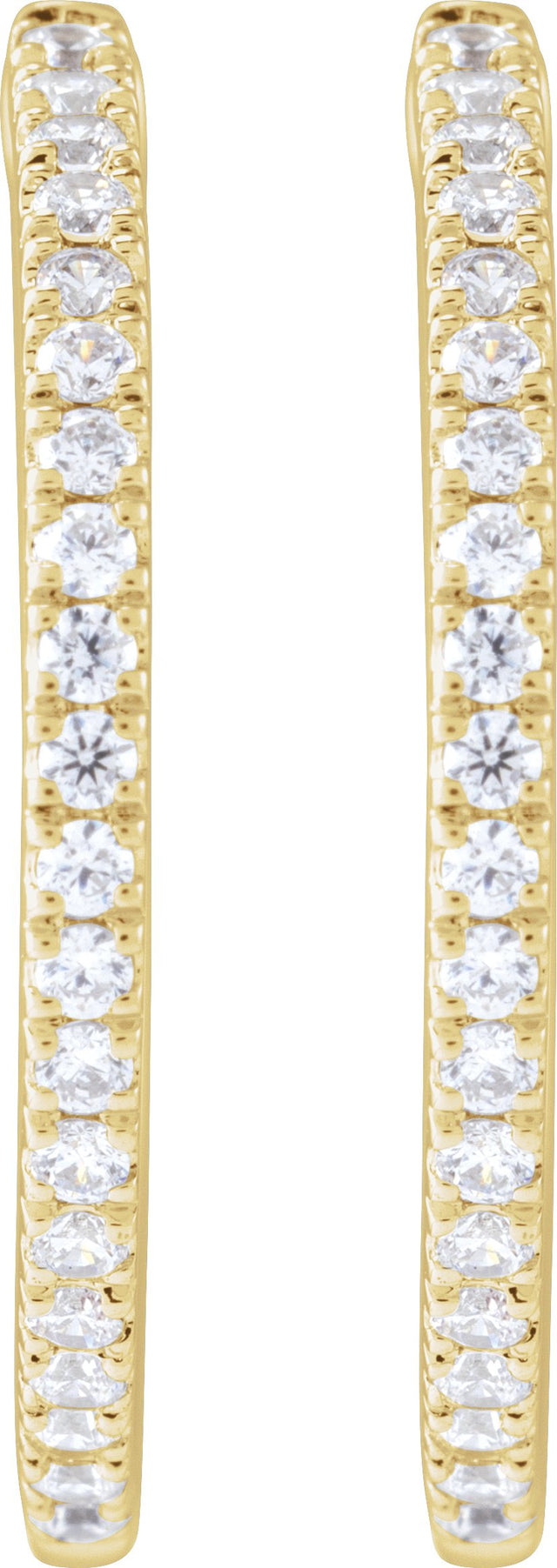 14K Gold Round Lab-Grown Diamond Hoop Earrings - Yellow Gold - view 2