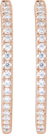14K Gold Round Lab-Grown Diamond Hoop Earrings - Rose Gold - view 2