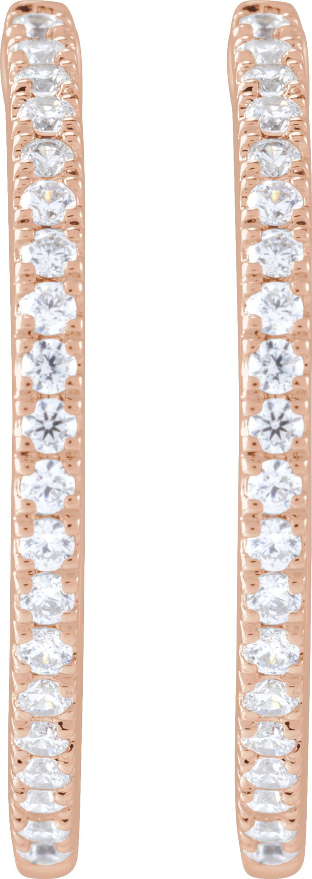 14K Gold Round Lab-Grown Diamond Hoop Earrings - Rose Gold - view 2