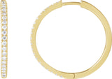 14K Gold Round Lab-Grown Diamond Hoop Earrings - Yellow Gold