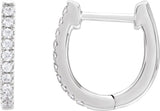 14K Gold Round Lab-Grown Diamond Accented U-Hoop Earrings – 13x12.33mm - White Gold - view 6