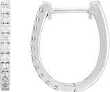 14K Gold Round Lab-Grown Diamond Accented U-Hoop Earrings – 13x12.33mm - White Gold - view 4