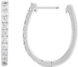 14K Gold Round Lab-Grown Diamond Accented U-Hoop Earrings – 13x12.33mm - White Gold - view 6