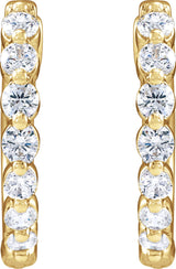 14K Gold Round Lab-Grown Diamond Hoop Earrings – 1.5-2.6mm Stones - Yellow Gold - view 2