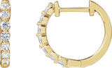 14K Gold Round Lab-Grown Diamond Hoop Earrings – 1.5-2.6mm Stones - Yellow Gold