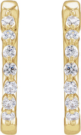 14K Gold Round Lab-Grown Diamond Hoop Earrings – 1.5-2.6mm Stones - Yellow Gold - view 2