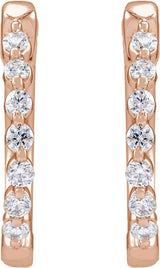 14K Gold Round Lab-Grown Diamond Hoop Earrings – 1.5-2.6mm Stones - Rose Gold - view 2