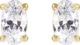 14K Gold Oval Lab-Grown Diamond Stud Earrings - Yellow Gold - view 2