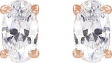 14K Gold Oval Lab-Grown Diamond Stud Earrings - Rose Gold - view 2