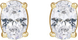 14K Gold Oval Lab-Grown Diamond Stud Earrings - Yellow Gold - view 2