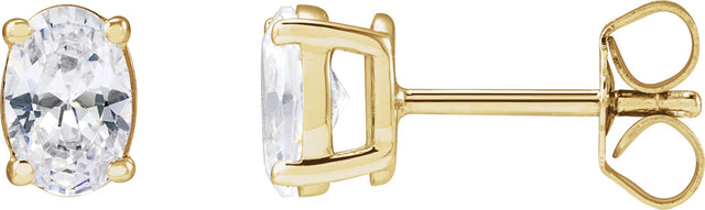 14K Gold Oval Lab-Grown Diamond Stud Earrings - Yellow Gold