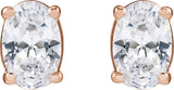14K Gold Oval Lab-Grown Diamond Stud Earrings - Rose Gold - view 2