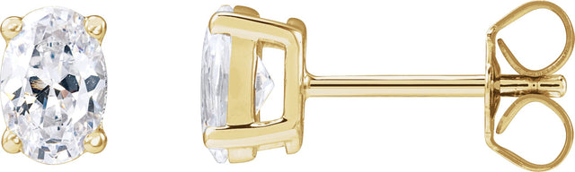 14K Gold Oval Lab-Grown Diamond Stud Earrings - Yellow Gold