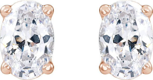 14K Gold Oval Lab-Grown Diamond Stud Earrings - Rose Gold - view 2