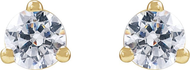 14K Gold Round Lab-Grown Diamond Stud Earrings - Yellow Gold - view 2