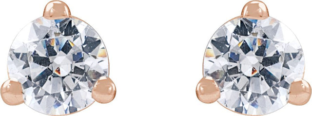 14K Gold Round Lab-Grown Diamond Stud Earrings - Rose Gold - view 2