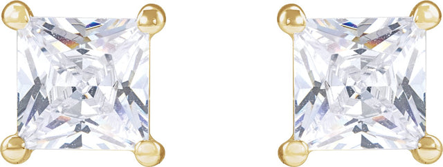 14K Gold Square Lab-Grown Diamond Stud Earrings - Yellow Gold - view 2